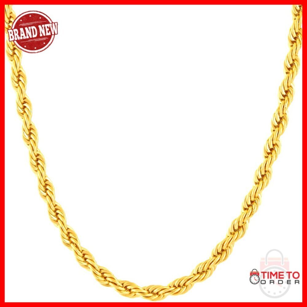 5mm Rope Chain Necklace 18 Inch Gold Plated Lobster Clasp Unisex